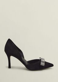 Elva Jewelled Bow Courts, Black, hi-res