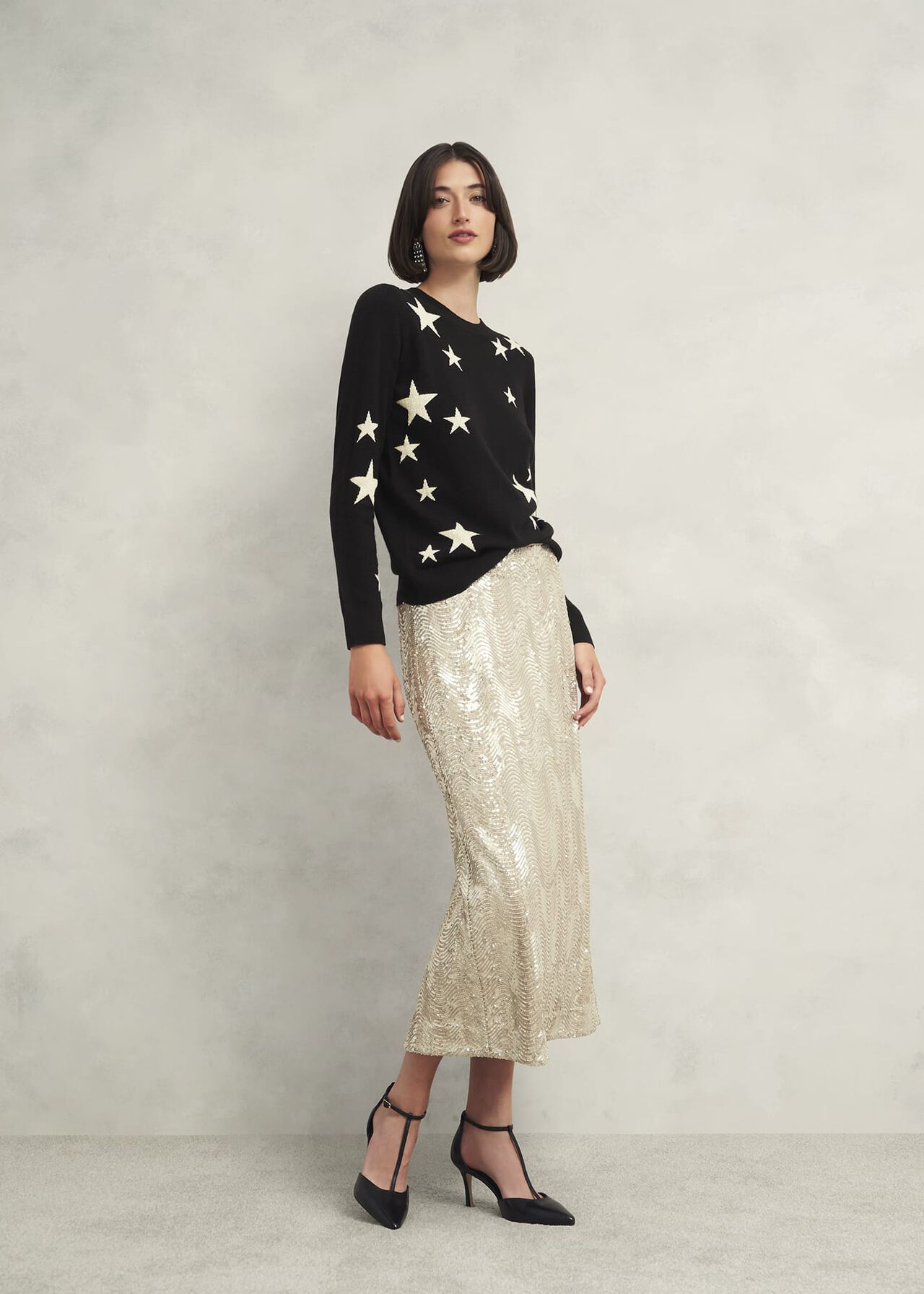 Samira Star Jumper With Cashemre , Black Ivory, hi-res