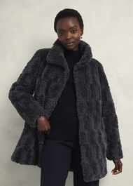 Briony Faux Fur Coat, Dark Charcoal, hi-res