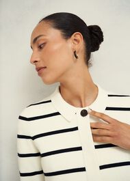 Ellie Cotton Wool Knitted Jacket, Ivory Navy, hi-res