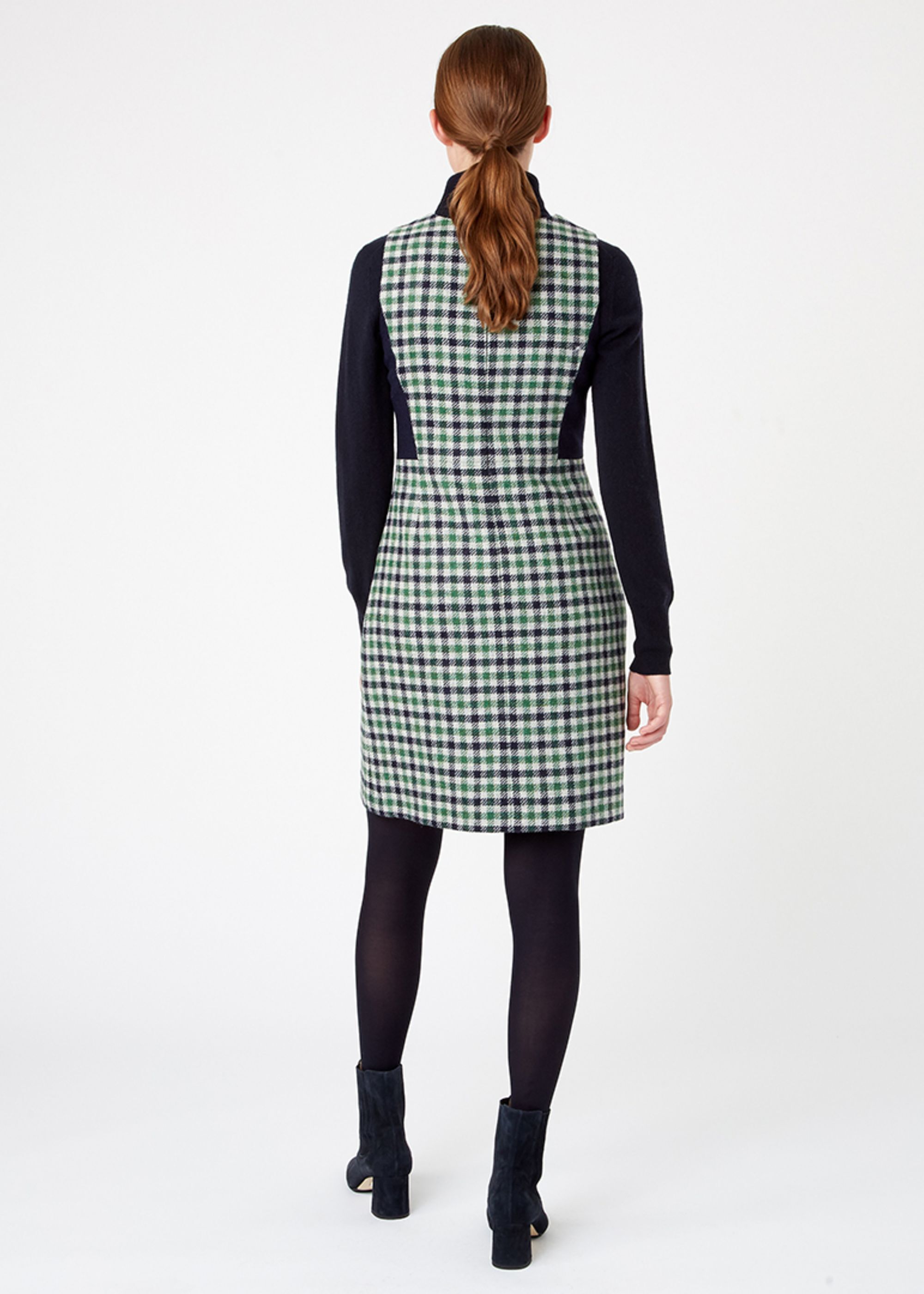 green wool dress