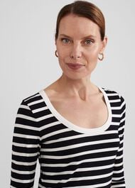 Eliana Stripe Top, Navy Ivory, hi-res