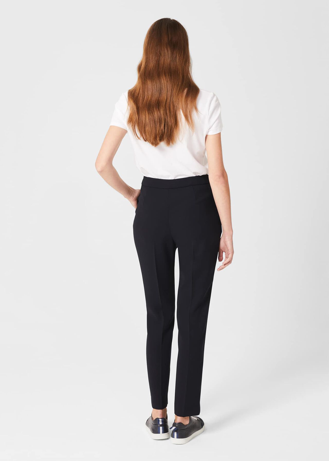 Abigail Tapered Trousers, Navy, hi-res