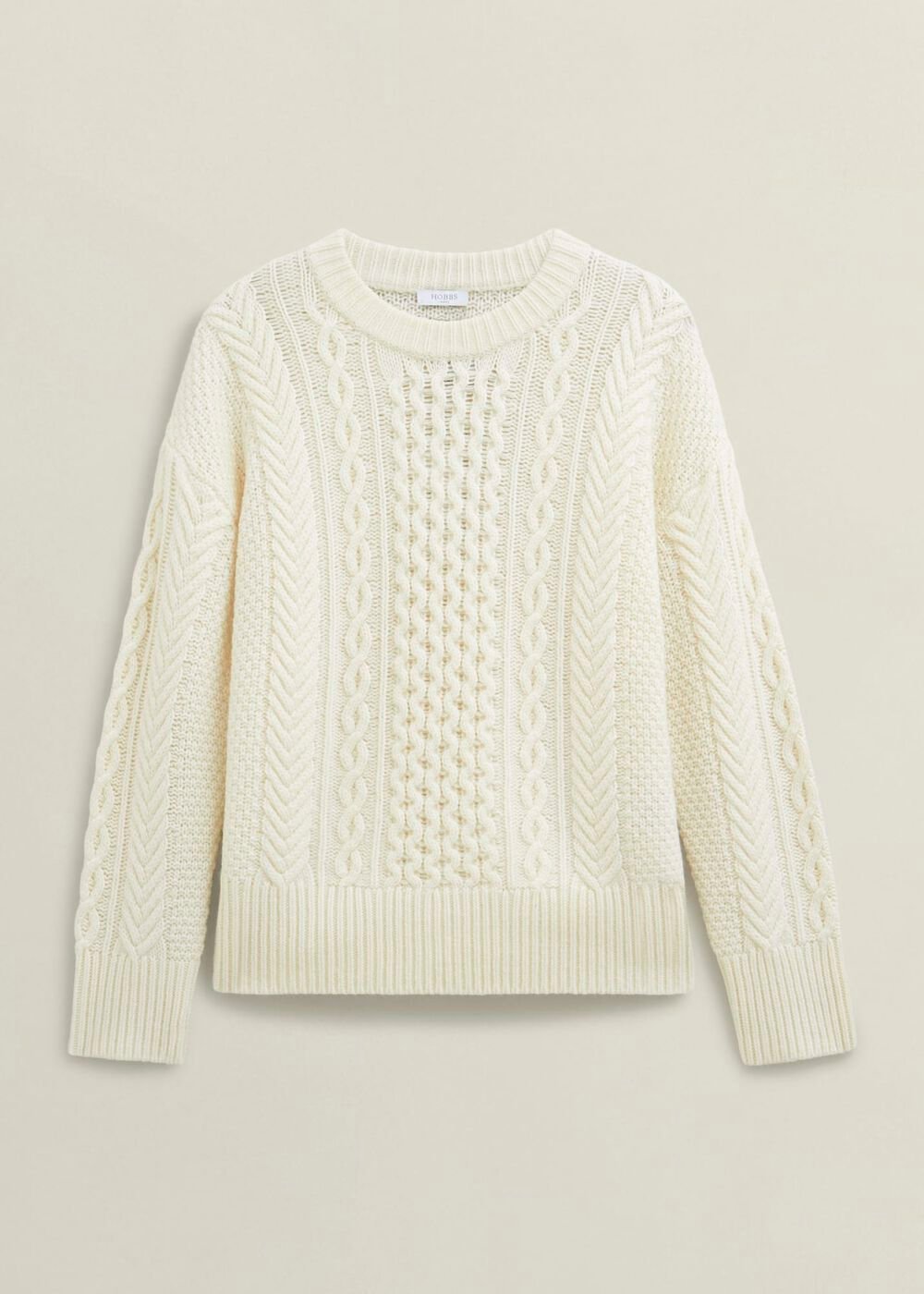 Nell Chunky Cable Turtle Neck Jumper, Hobbs Ivory, hi-res