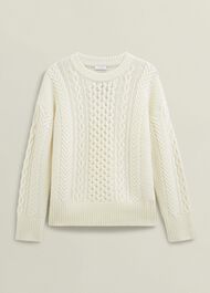 Nell Chunky Cable Turtle Neck Jumper, Hobbs Ivory, hi-res
