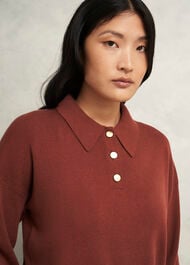 Connie Polo Jumper, Cinnamon Brown, hi-res