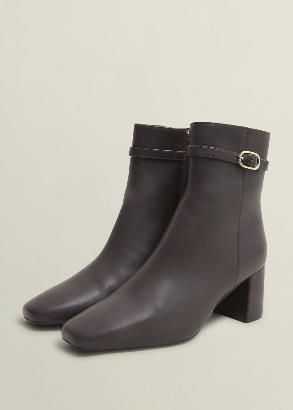 Gabriella Leather Ankle Boots, Chocolate Brown, hi-res