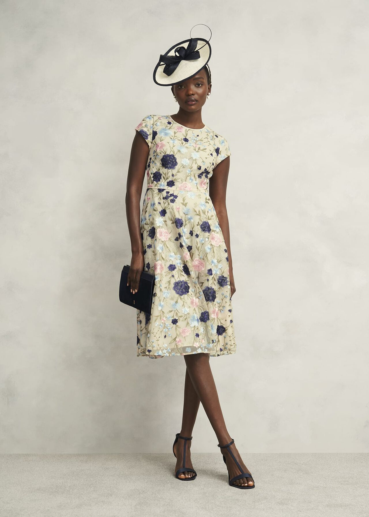 Petite Tia Embroidered Dress, Cream Multi, hi-res