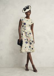 Petite Tia Embroidered Dress, Cream Multi, hi-res