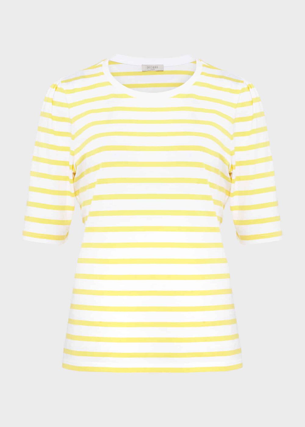 Eva Cotton Striped T-Shirt, White Yellow, hi-res