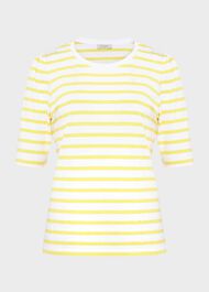 Eva Cotton Striped T-Shirt, White Yellow, hi-res