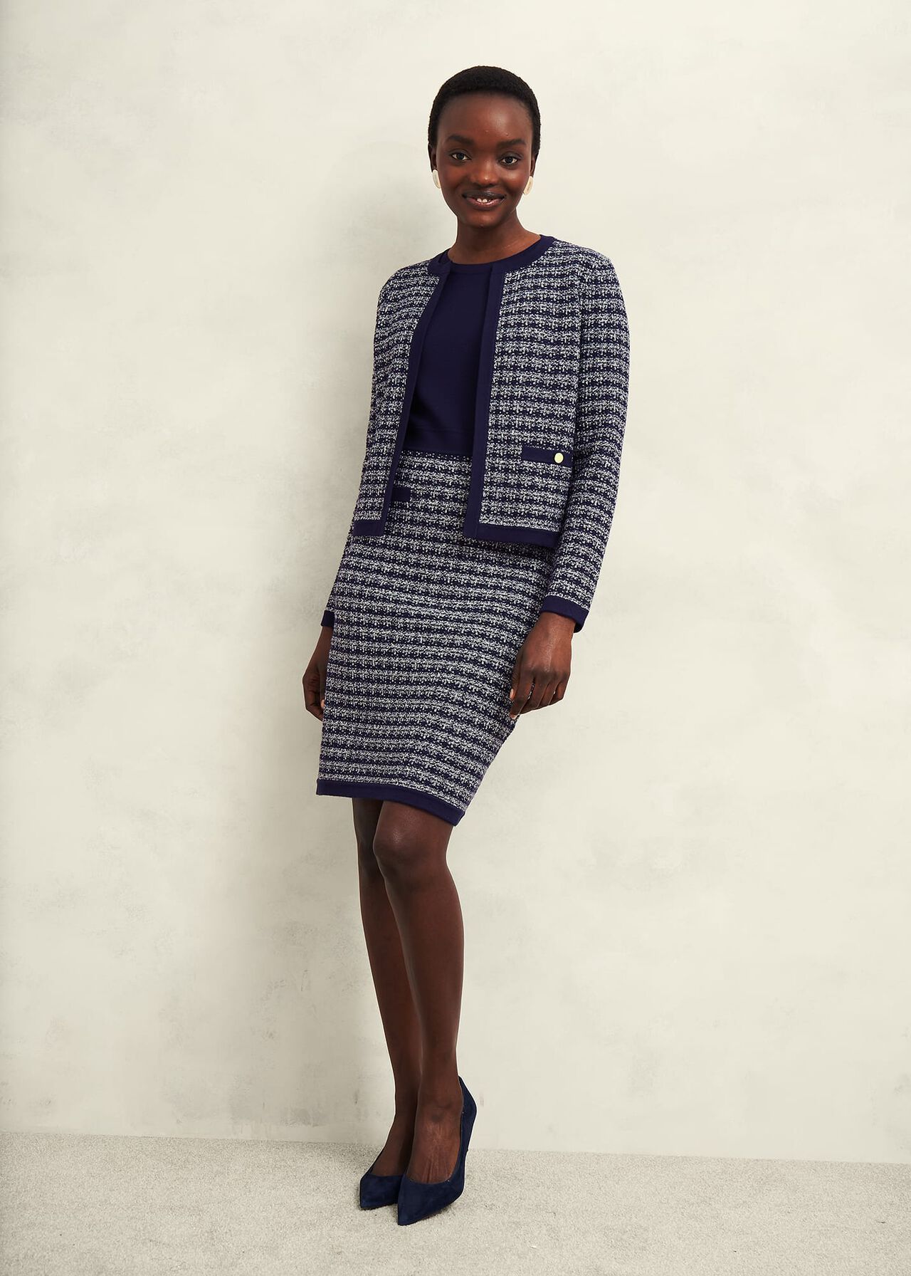 Audra Knitted Jacket, Midnight Ivory, hi-res
