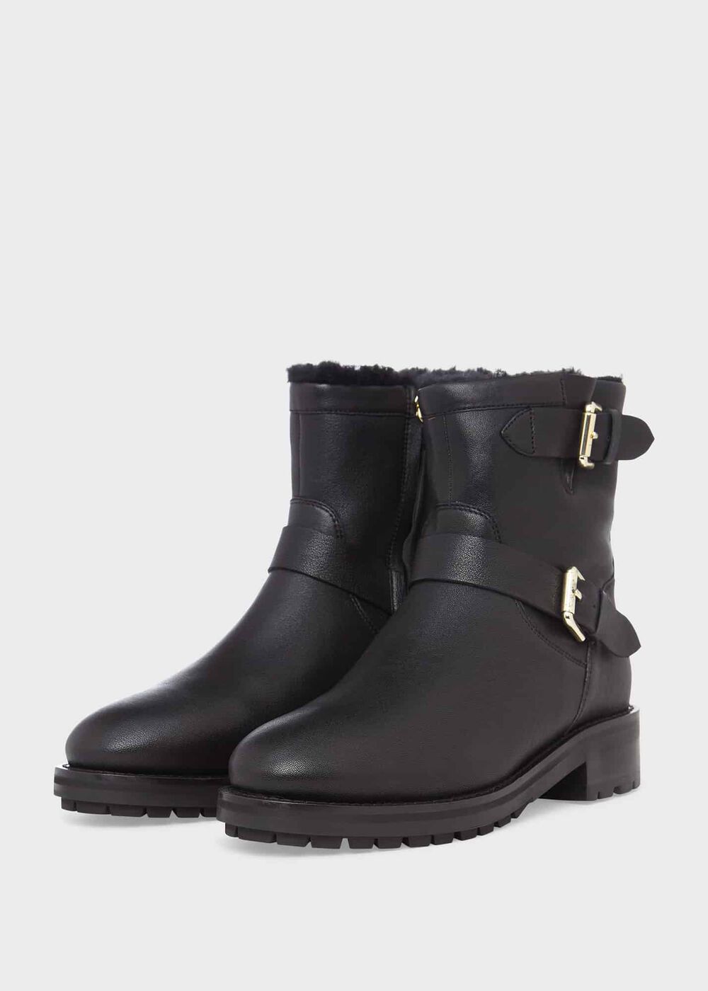 Philippa Leather Ankle Boots, Black, hi-res