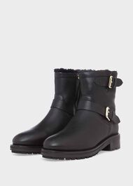 Philippa Leather Ankle Boots, Black, hi-res