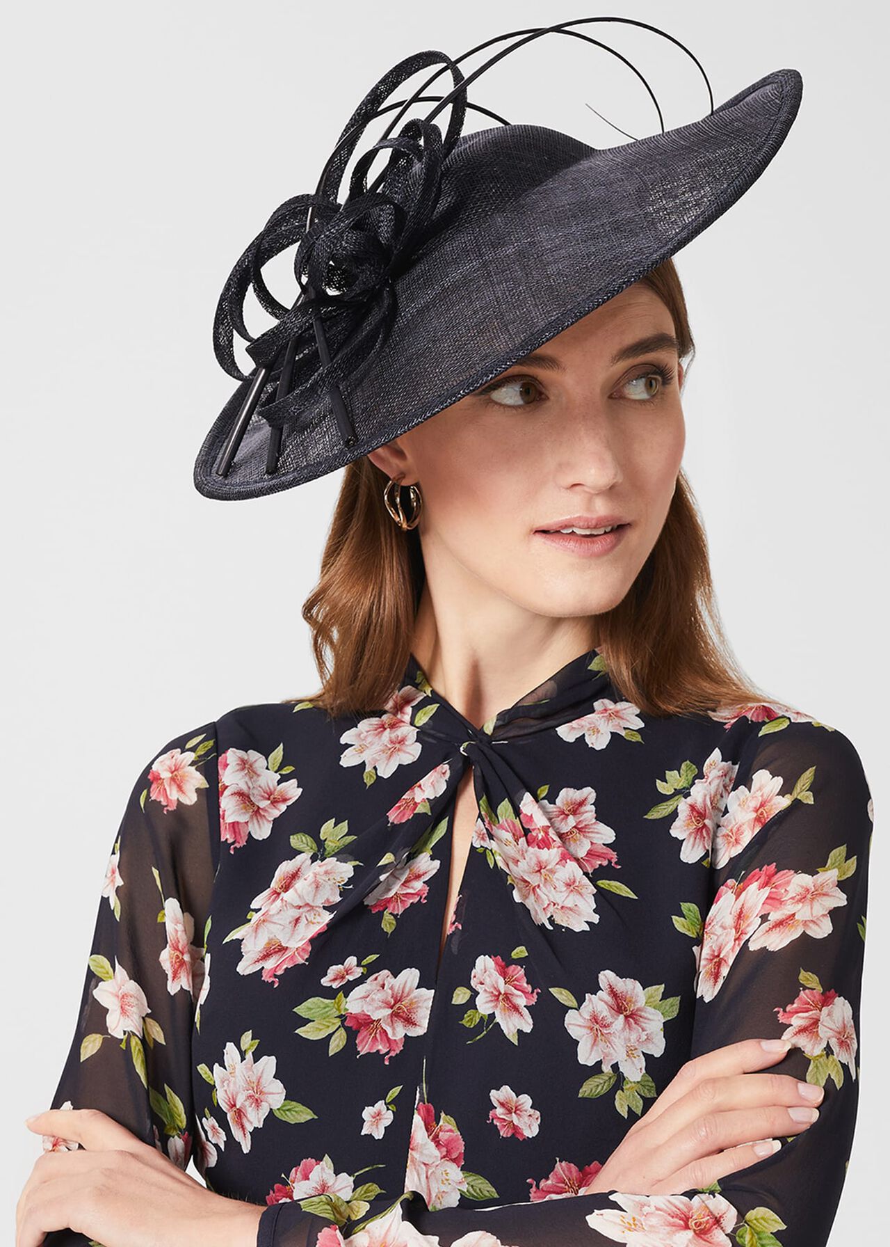 Harriet Fascinator, Navy, hi-res