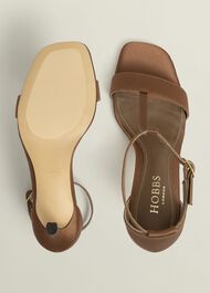 Nadia T-Bar Satin Sandals, Medlar Brown, hi-res