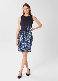 Petite Fiona Floral Shift Dress, Navy Blue, hi-res