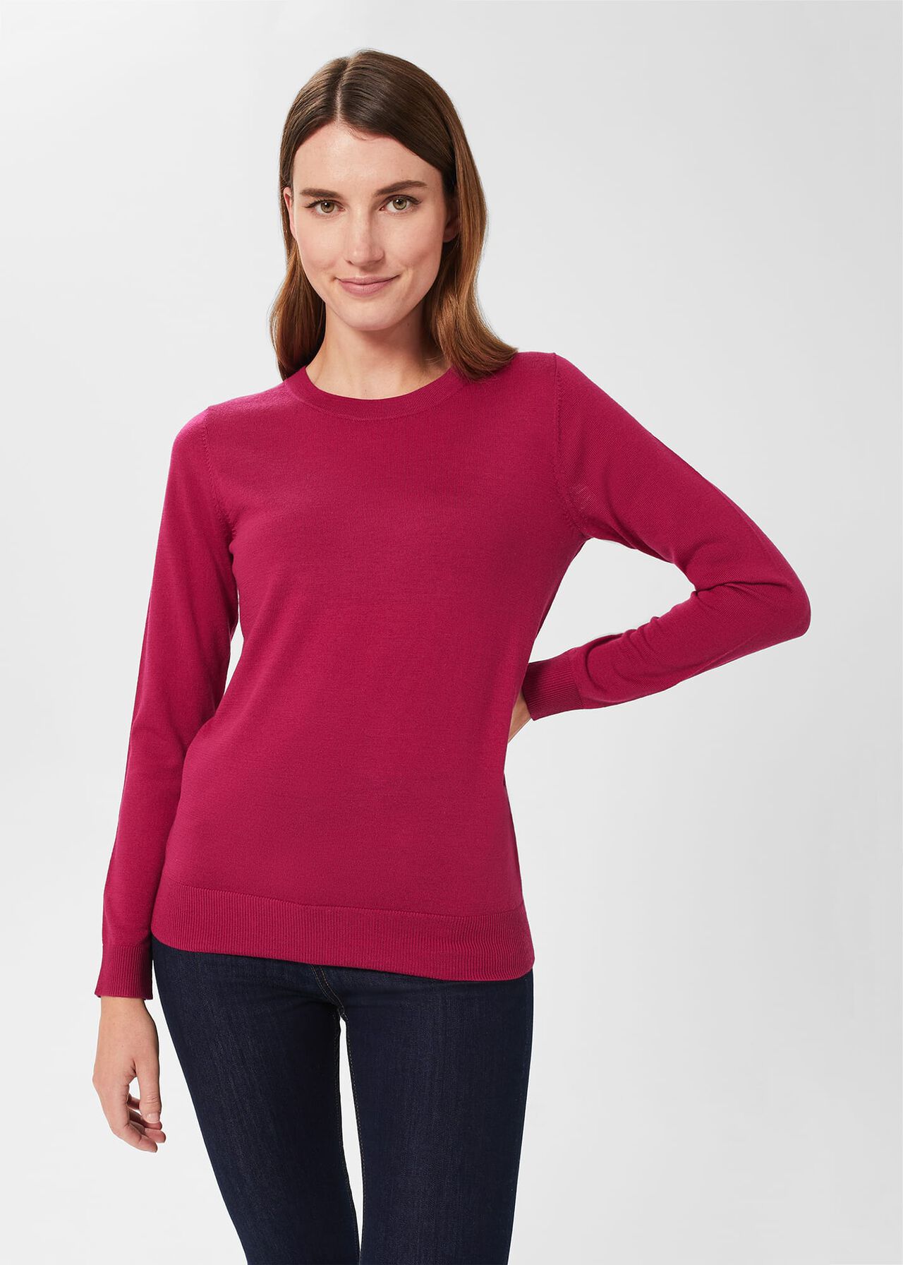 Penny Merino Jumper, Rich Berry Red, hi-res