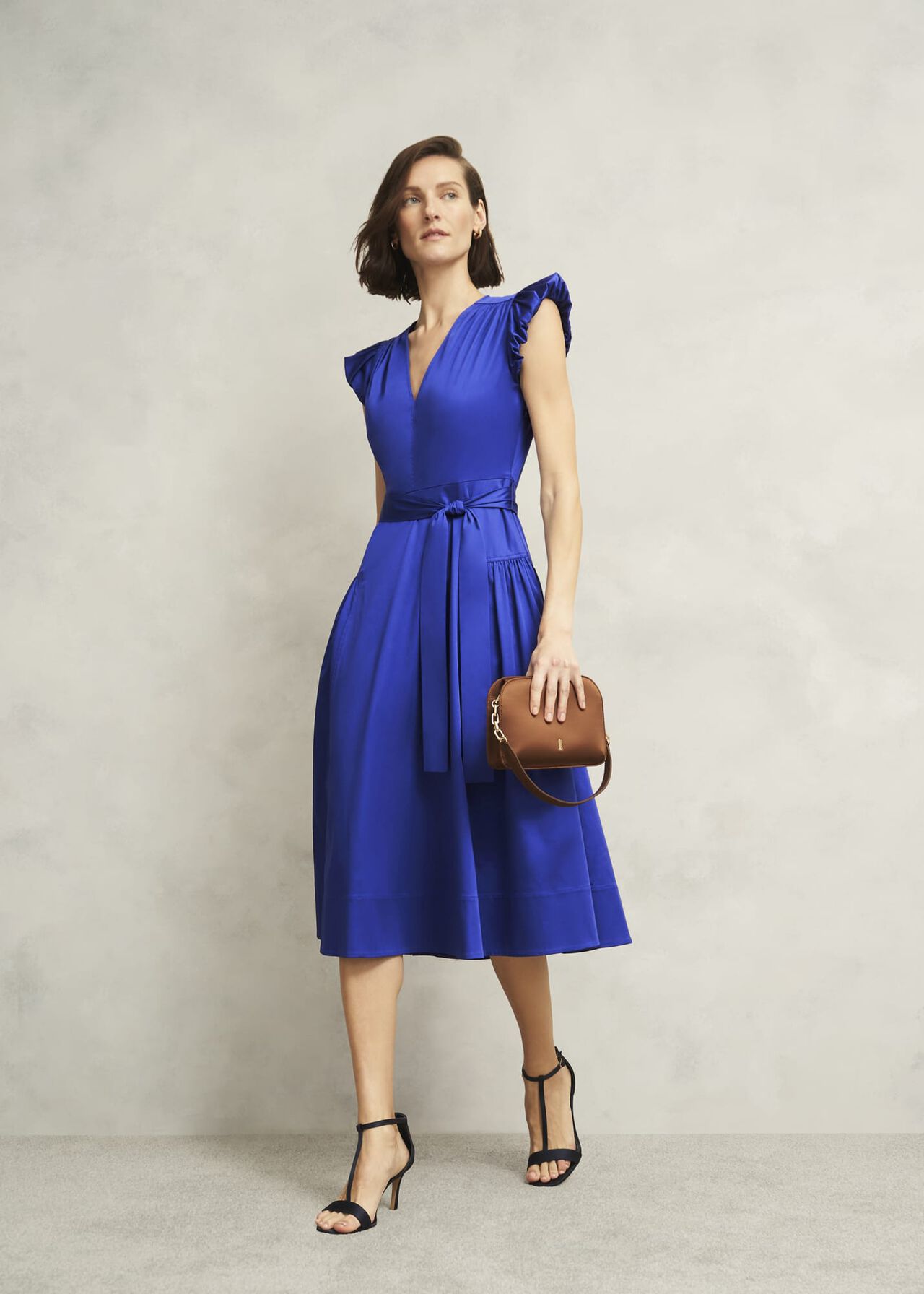Kinder Cotton Blend Midi Dress, Clematis Blue, hi-res