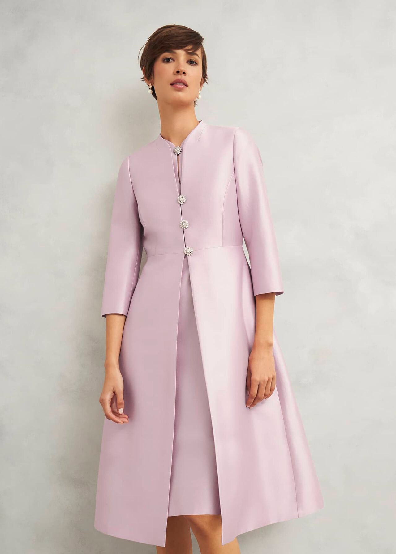 Rhea Wool Silk Coat, Soft Petal Pink, hi-res