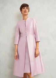 Rhea Wool Silk Coat, Soft Petal Pink, hi-res