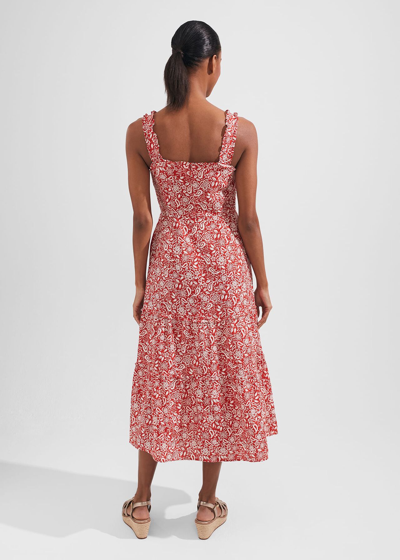 Tabitha Dress, Clay Red Ivory, hi-res