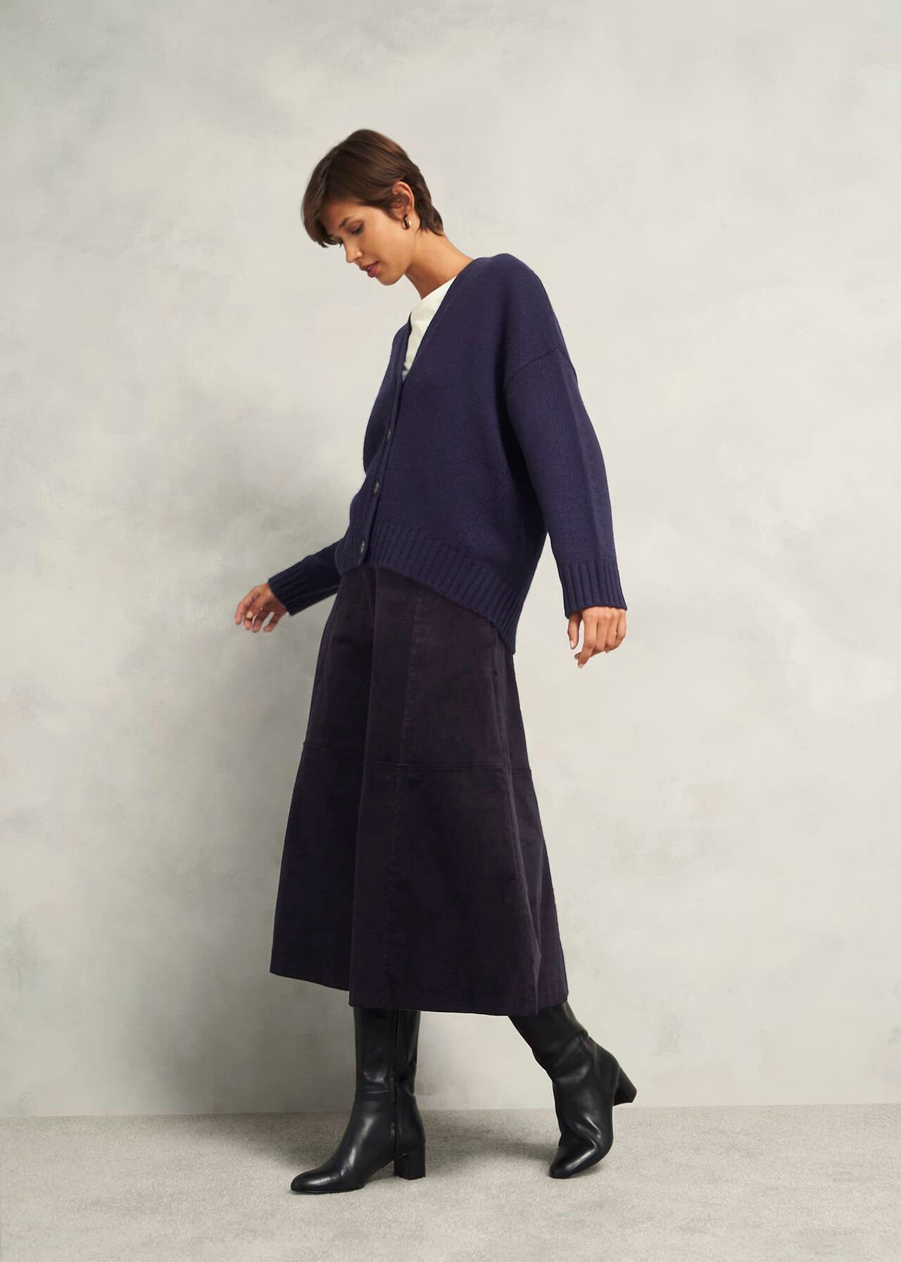 Clifton Cord Skirt, Navy, hi-res