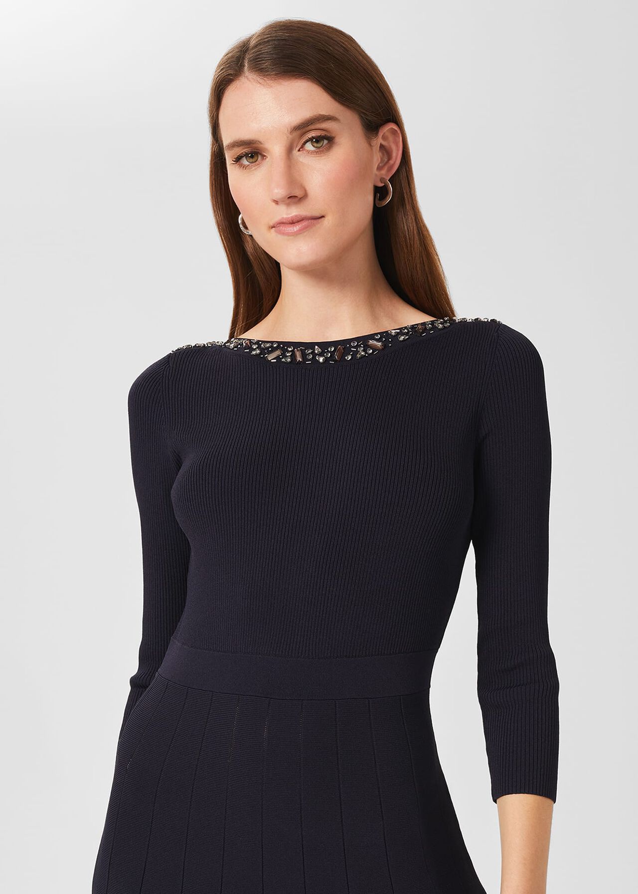 Emily Knitted Sequin Dress, Navy, hi-res