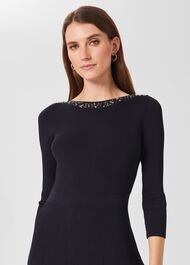 Emily Knitted Sequin Dress, Navy, hi-res