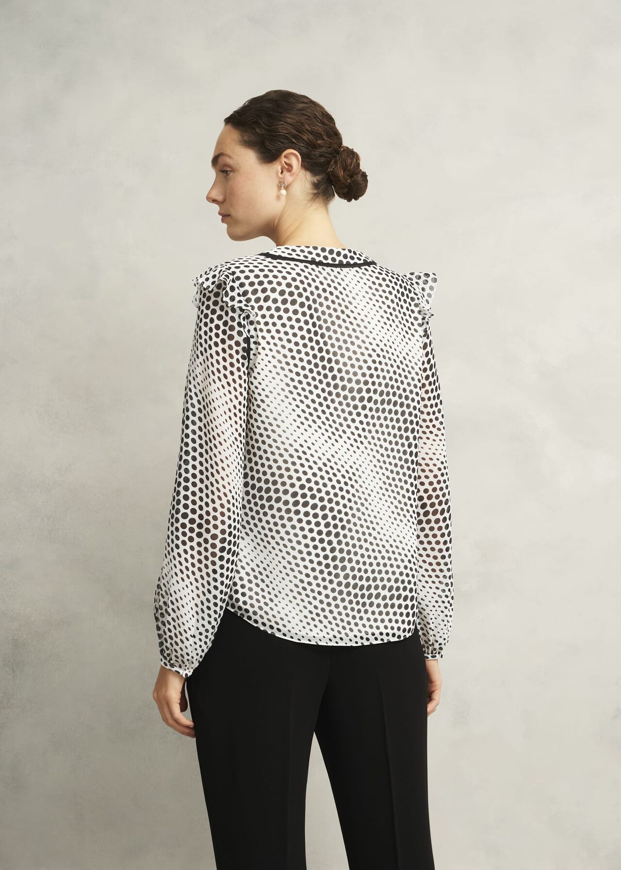 Rosana Ruffle Top, Cream Black, hi-res