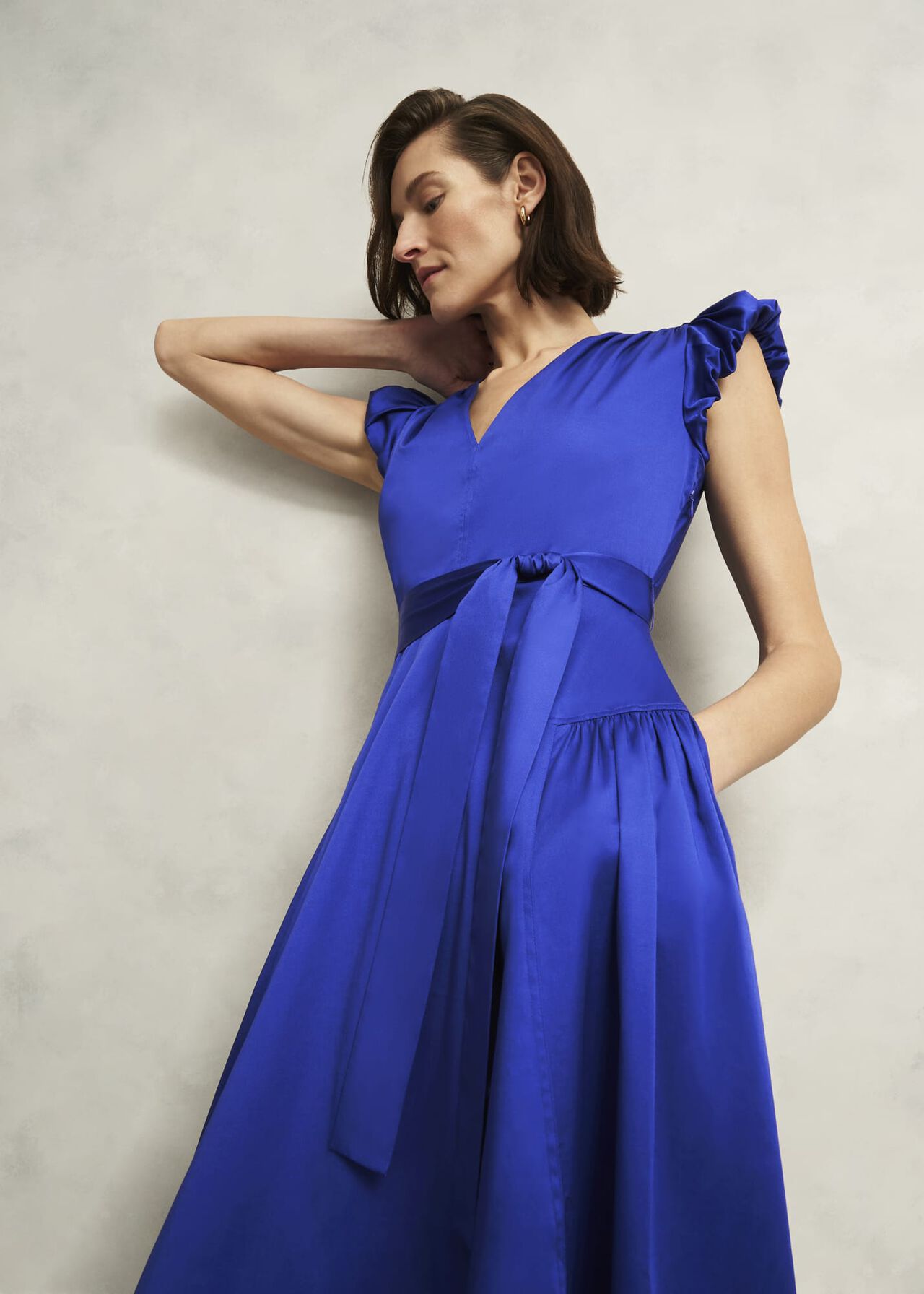 Kinder Cotton Blend Midi Dress, Clematis Blue, hi-res