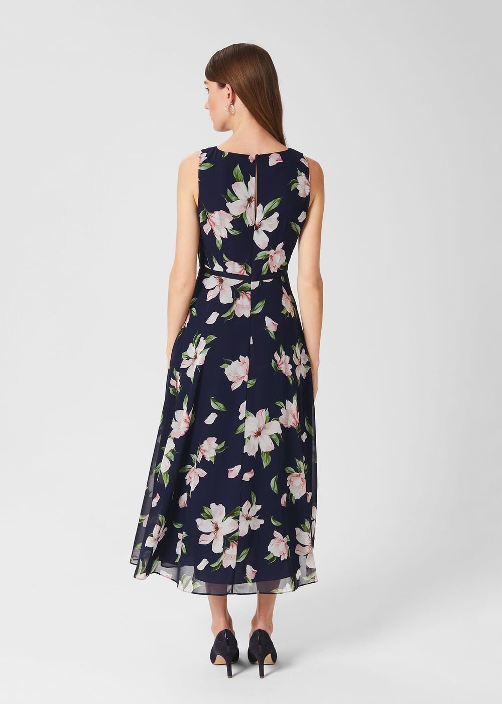 Carly Floral Fit And Flare Dress, Navy Multi, hi-res