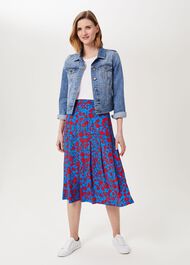Diane Floral Midi Skirt, Red Azure Blue, hi-res