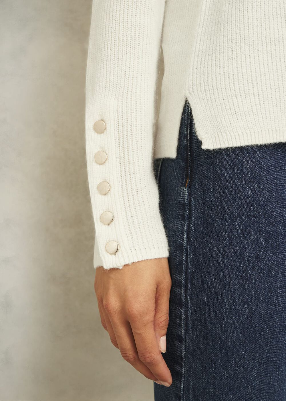 Ivory Jasmina Ribbed Crew Neck Sweater, Warm Ivory, hi-res