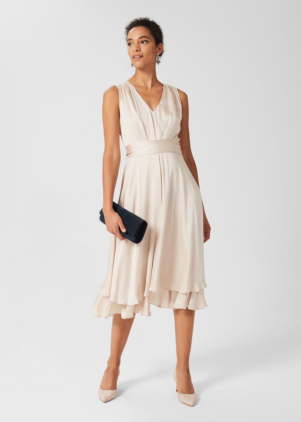 Viola V Neck Dress, Blush, hi-res