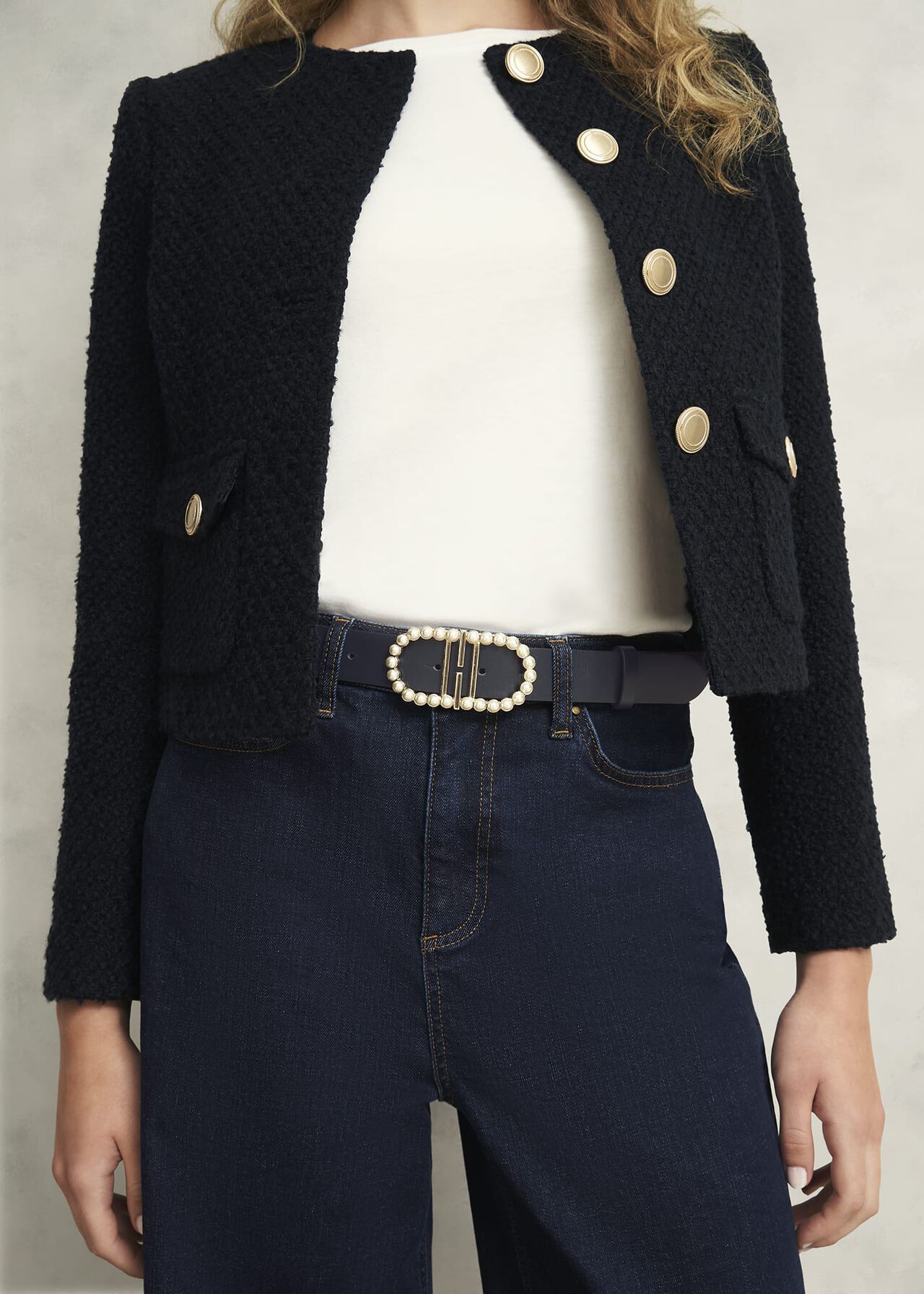 Keira Pearl Waist Belt, Midnight Navy, hi-res