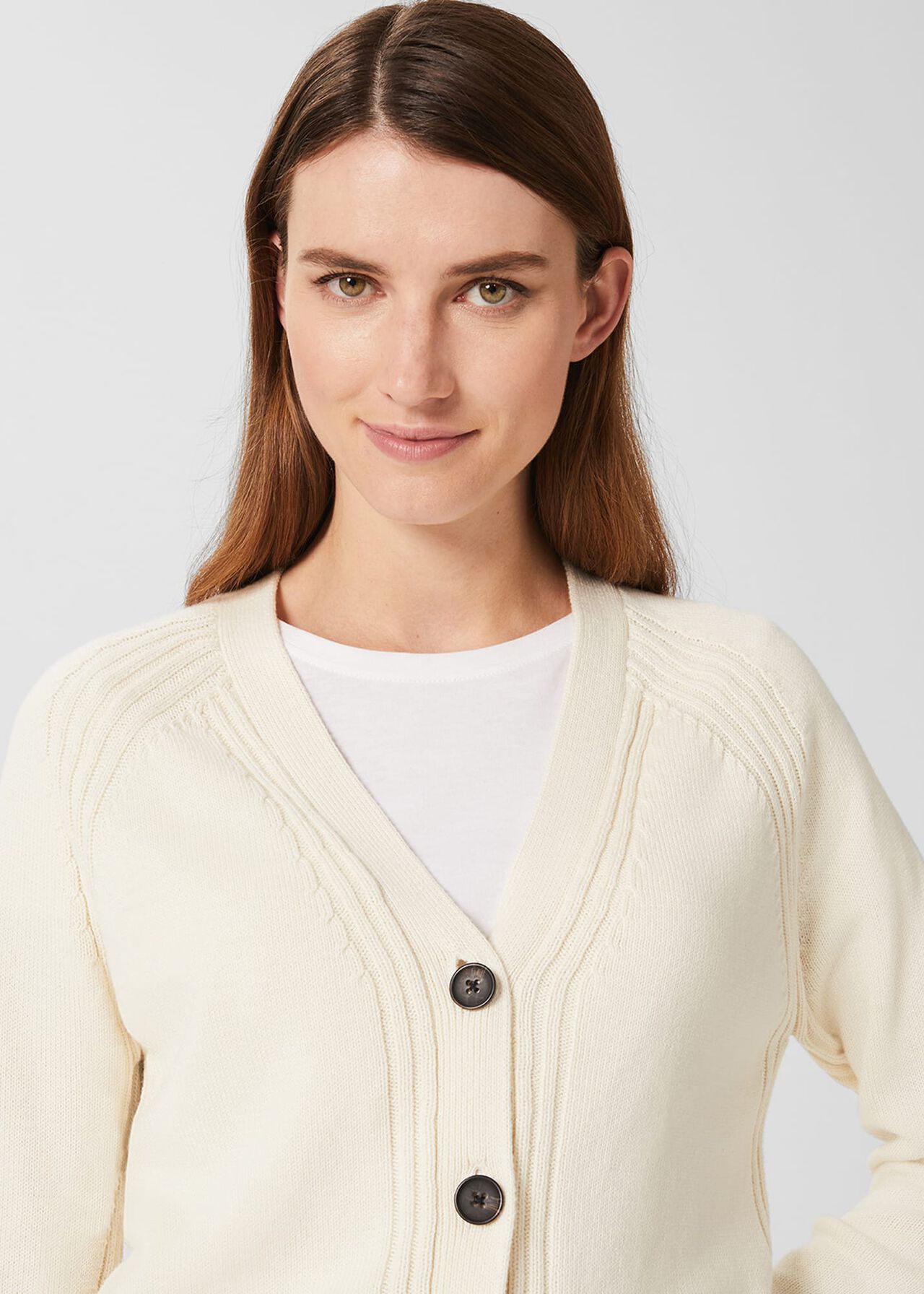 Chloe Cotton Cardigan, Ivory, hi-res