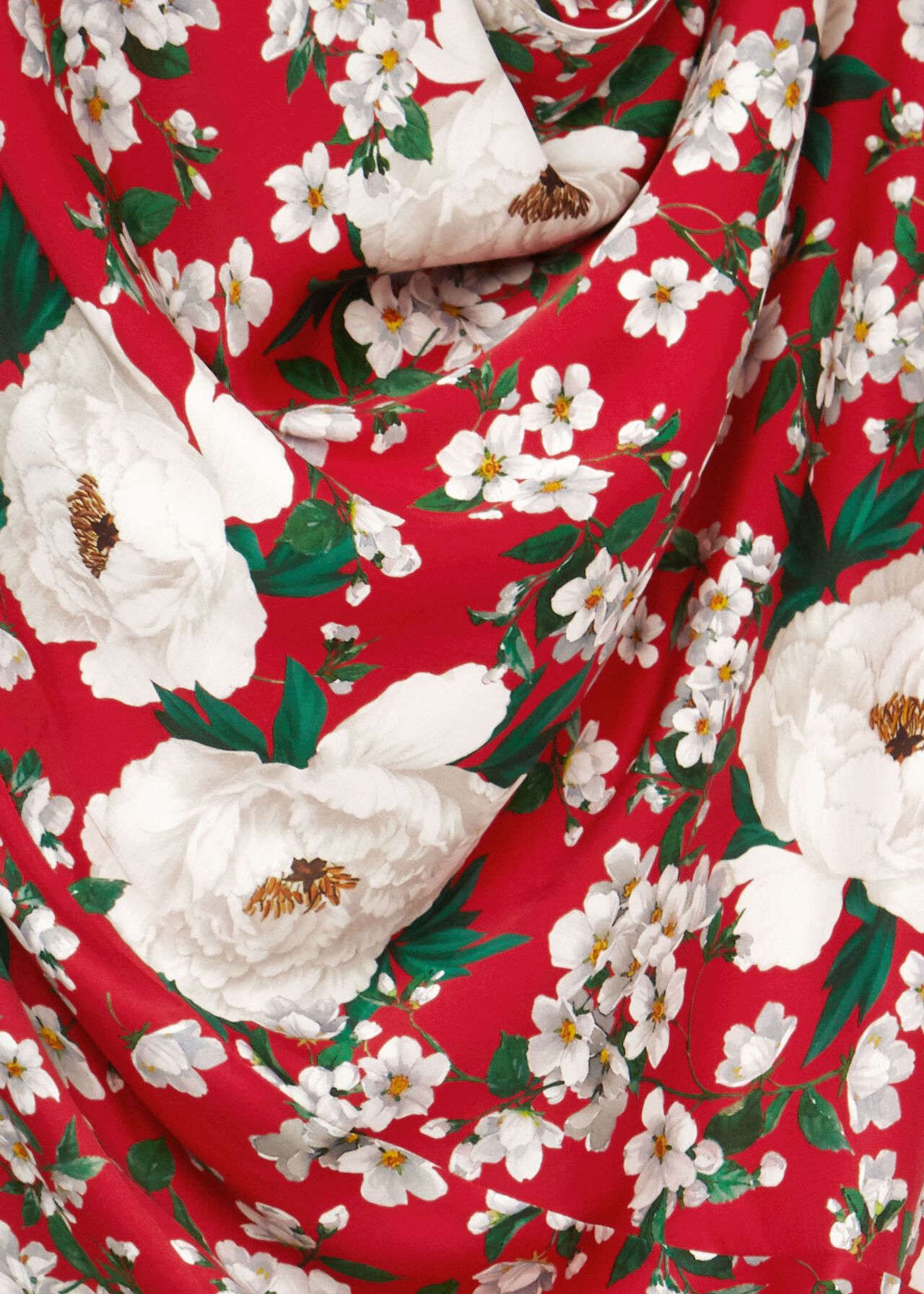 Bella Floral Print Satin Dress, Red Multi, hi-res