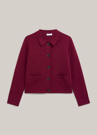 Mia Cotton Blend Knitted Jacket, Beetroot Pink, hi-res