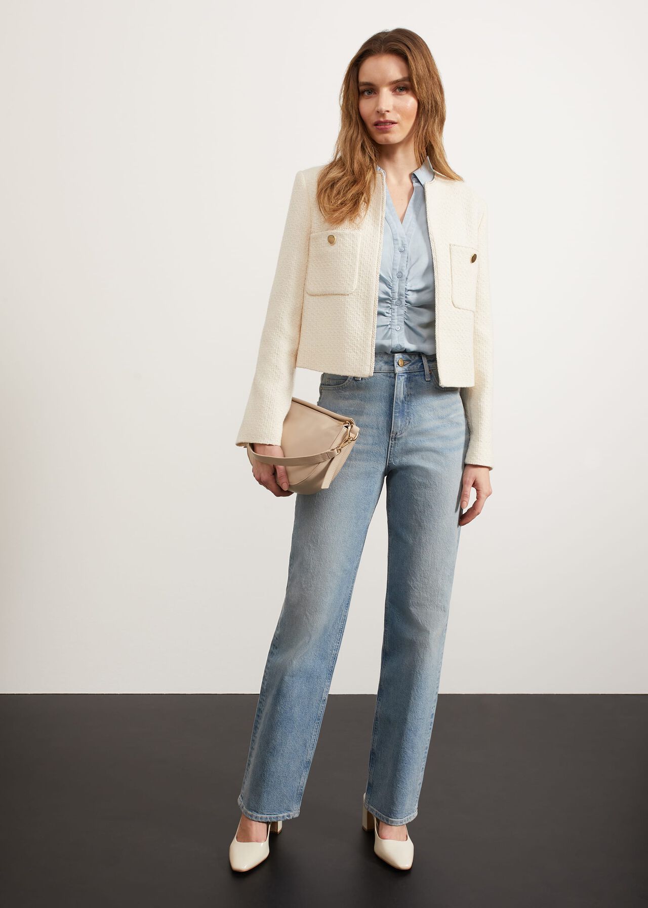 Draycott Cropped Jacket, Ivory, hi-res