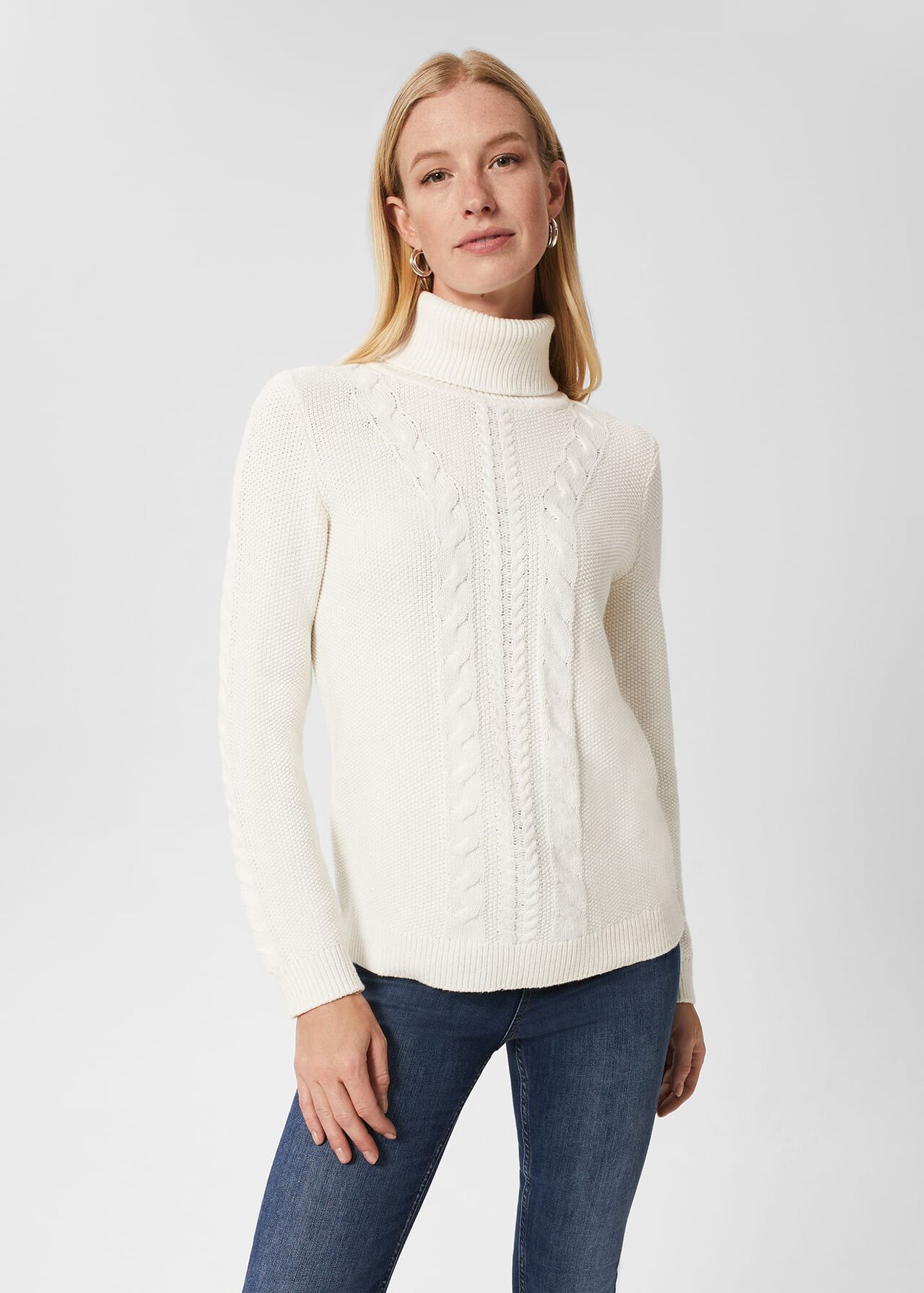 Nora Cable Sweater, Ivory, hi-res