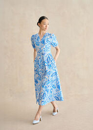 Petite Libby Cotton Paisley Dress, Blue Multi, hi-res
