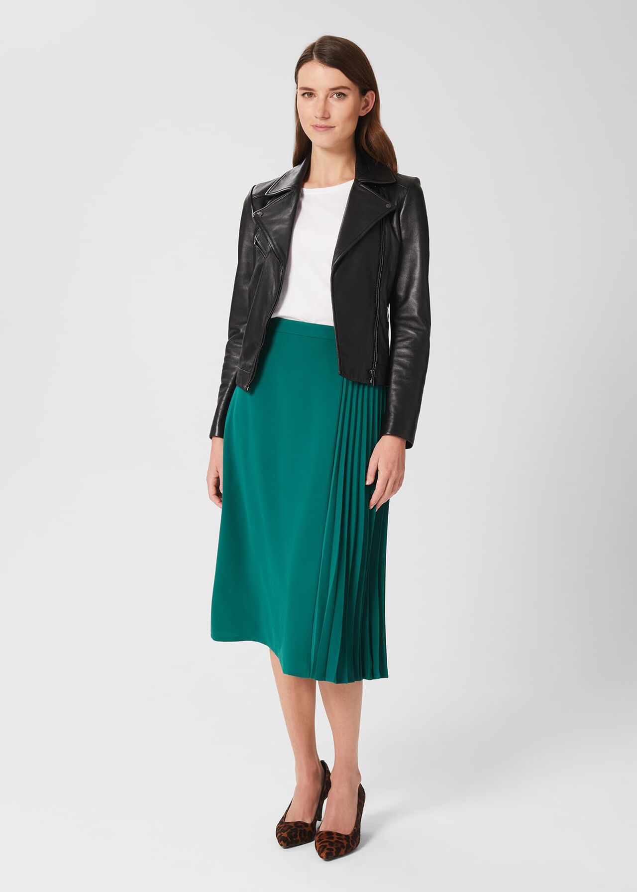 Keziah Pleat Skirt, Jade Green, hi-res