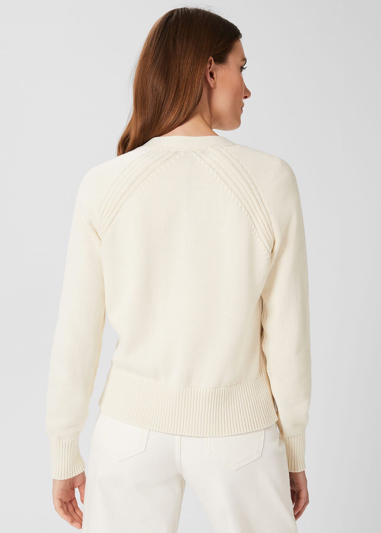 Chloe Cotton Cardigan, Ivory, hi-res