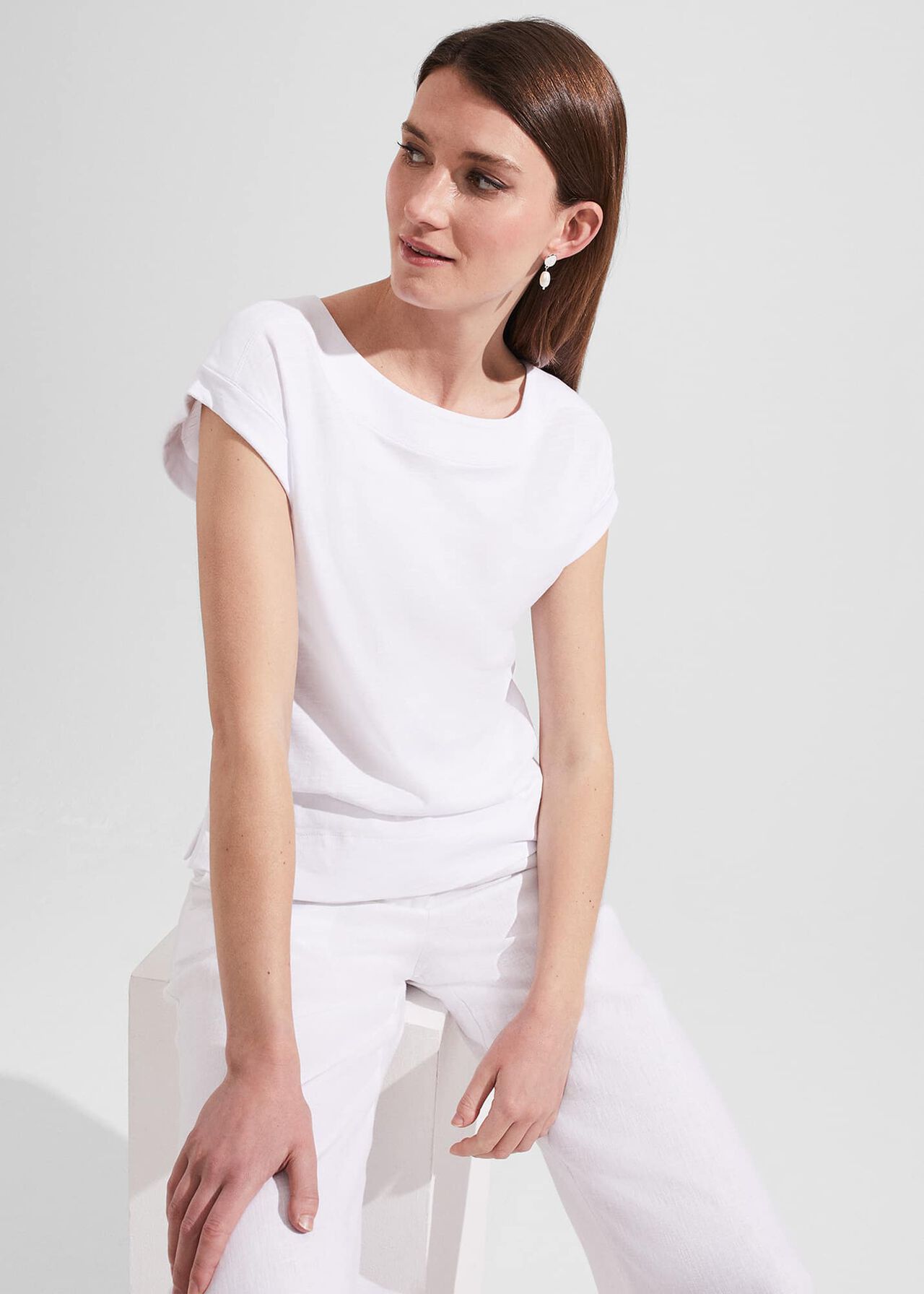 Alycia Cotton T-Shirt, White, hi-res