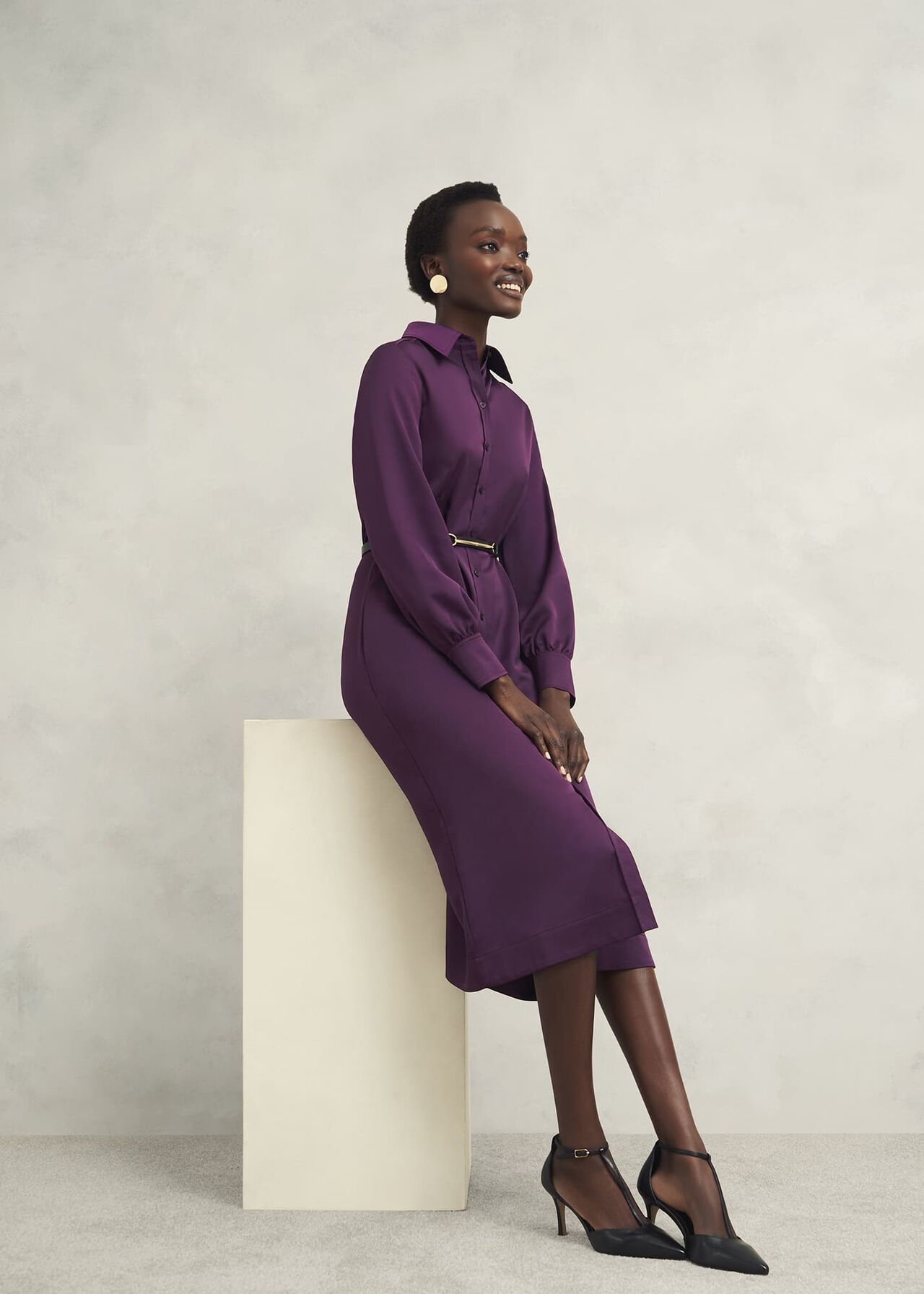 Arianne Satin Dress, Regal Purple, hi-res