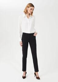 Hailey Slim Trousers With Stretch, Black, hi-res
