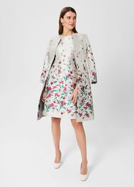 Gwen Floral Jacquard Coat, Oyster Multi, hi-res