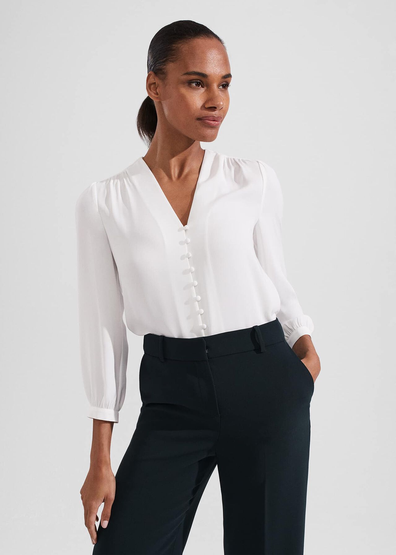 Magnolia Blouse, Ivory, hi-res