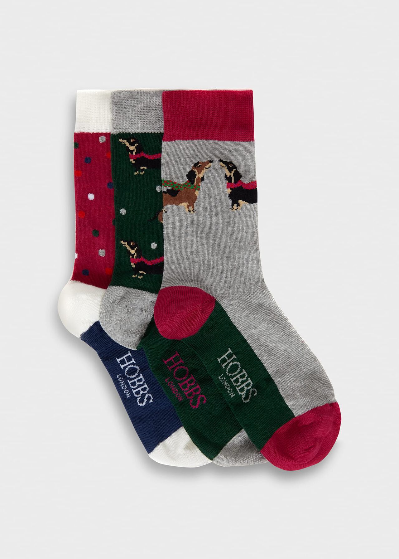 Winter Dachshund Sock Set, Pink Multi, hi-res